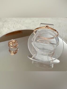 Coach Rose Gold Tone Stackable Rings and Bangle Set